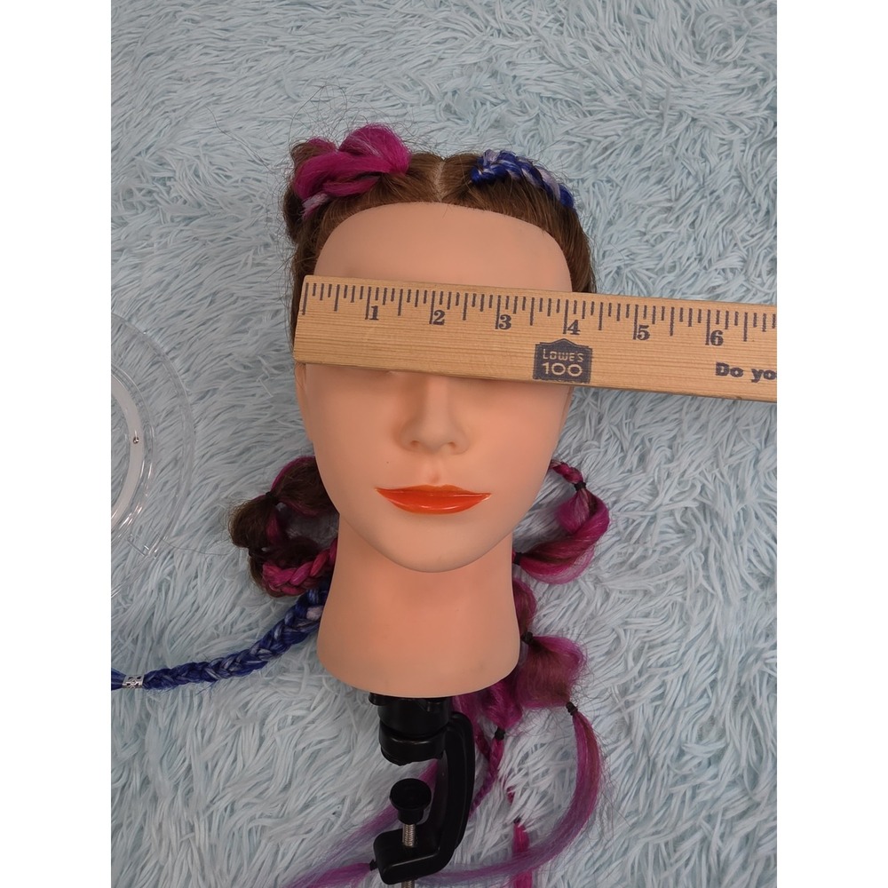 Cosmetology Mannequin Head Colorful Hair Braiding Practice Doll W/ Clamp - Picture 8 of 9